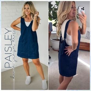 BiBi Paisley Denim Overall Dress